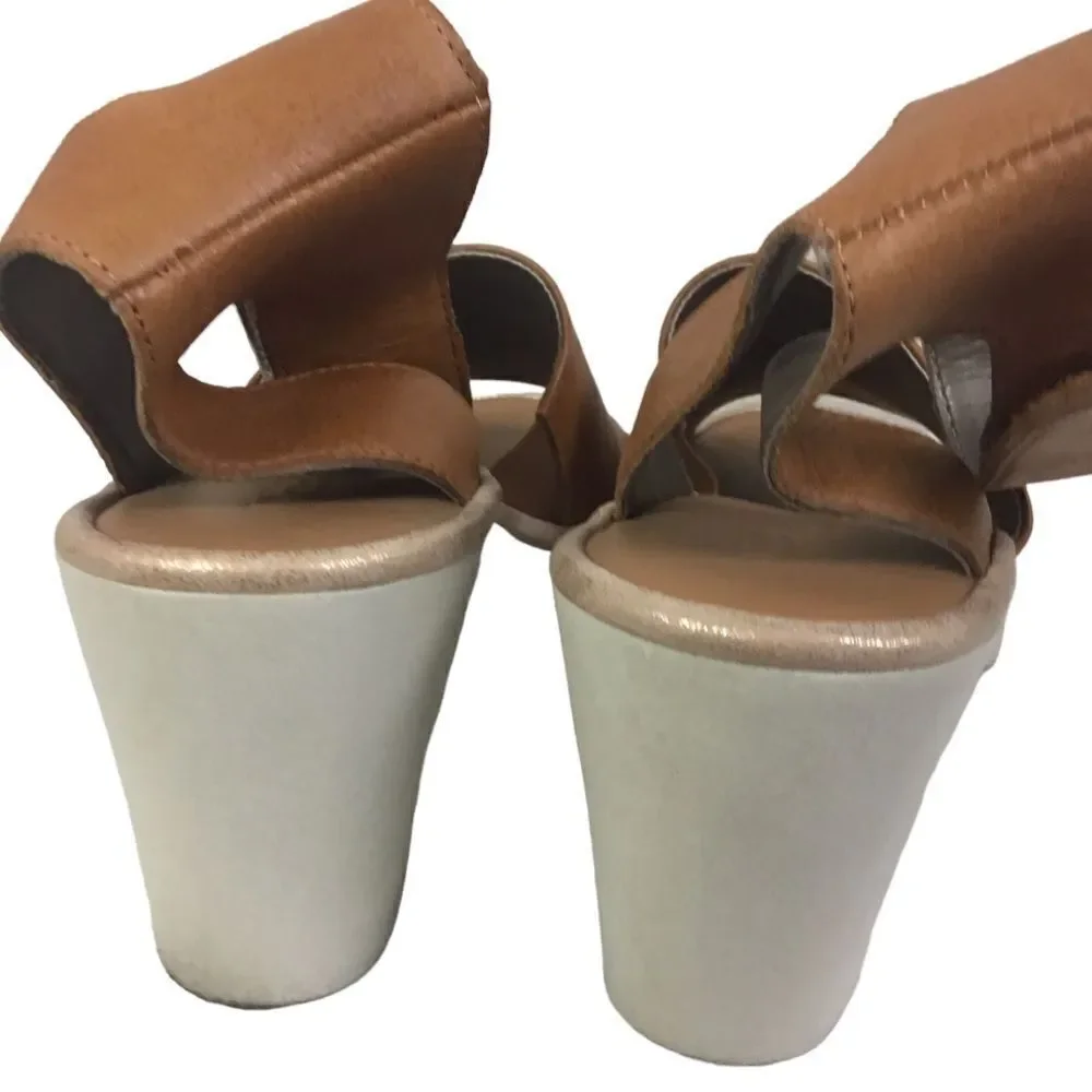 The Flexx Big Enough Leather Ankle Strap Heeled Sandals Size 10 Lug Sole - Picture 6 of 9